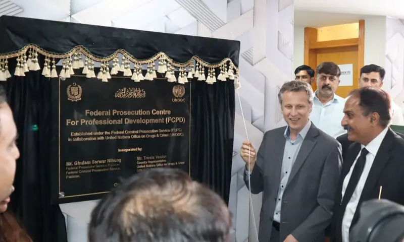 UNODC Pakistan Country Representative Troels Vester inaugurates the Federal Prosecution Centre for Professional Development in Islamabad on Wednesday. — White Star