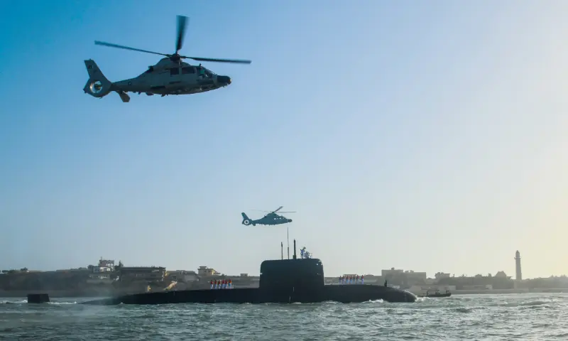 PNS Hangor arrives at Karachi port. — Pakistan Navy PR