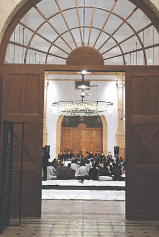 A qawwali performance captured from one of the doors of the spacious open studio at the Khalikdina Hall, which hosts art-related exhibitions and interventions | Faisal Farooqi
