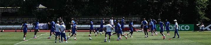 BOSTON: French players attend a practice session at the Bentley University.—AFP