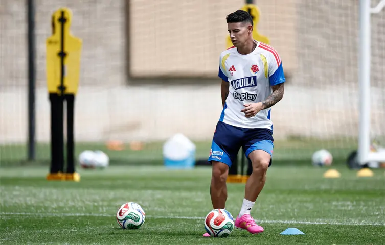 GUADALAJARA: Colombia’s James Rodriguez in action during a training session at Academia Atlas FC.—AFP