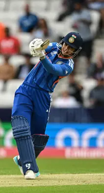 LEEDS: Indian batter Smriti Mandhana hits a four during the Women’s T20 World Cup match against the Netherlands at Headingley on Wednesday.—AFP