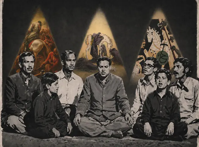  A graphical interpretation of Izzat Lakhnavi reciting nohas alongside his group: Lakhnavi&rsquo;s recitation of &lsquo;Ab aaye ho baba&rsquo; remains his magnum opus 