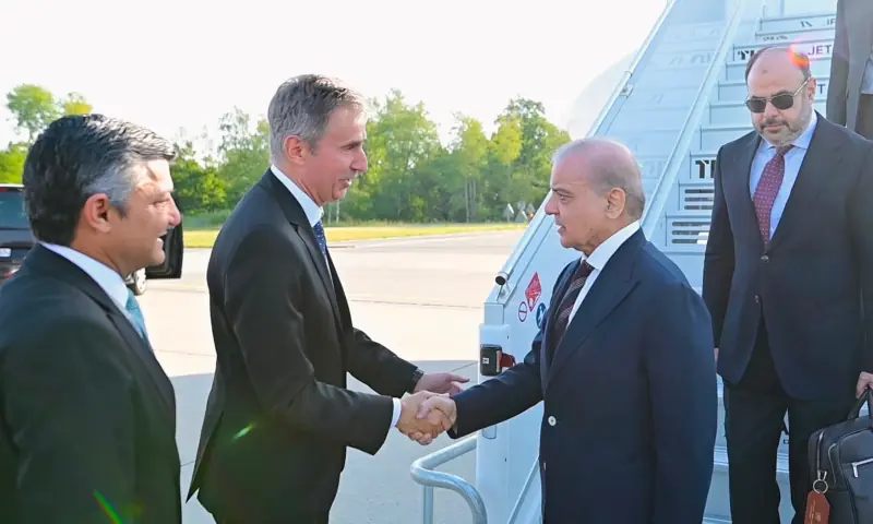 PM Shehbaz arrives in Switzerland for Iran-US talks