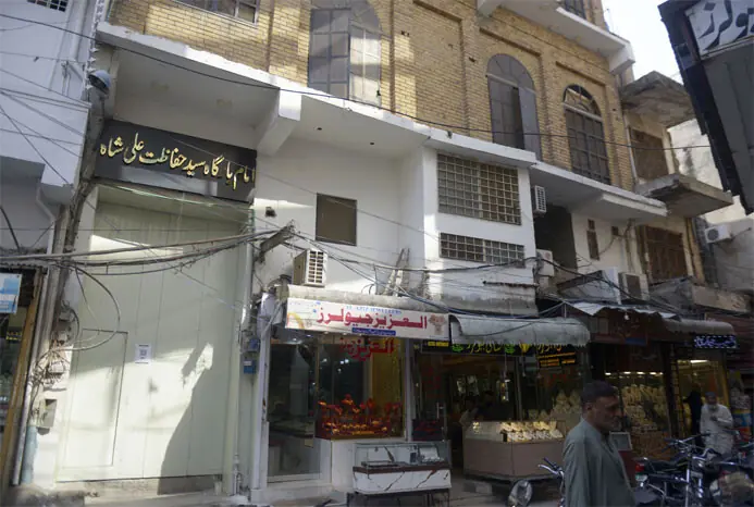 The main door of a century old Hifazat Ali Shah Imambargah in Sarafa Bazaar.
