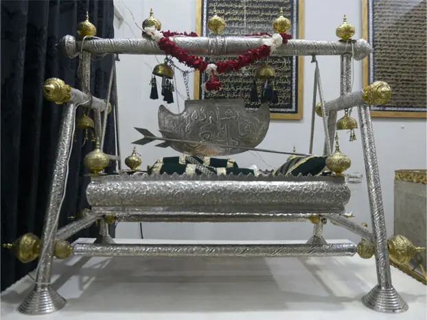 The traditional replica of the ‘Jhoola’ of Hazrat Ali Asghar, the six-month-old son of Imam Hussain, in Hifazat Ali Shah Imambargah.