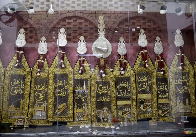 The traditional Alams are kept in Hifazat Ali Shah Imambargah, which are brought out during the Ashura procession. — Photos by Mohammad Asim