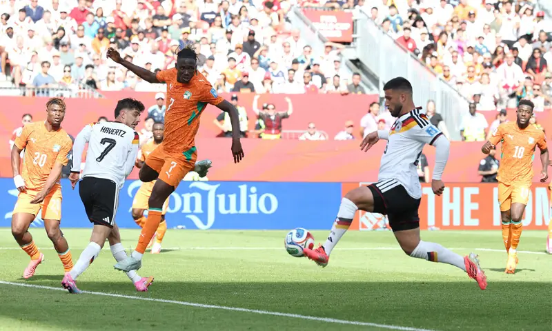 TORONTO: Germany’s Deniz Undav scores the equaliser during the Group ‘E’ match against Ivory Coast at the Toronto Stadium.—AFP