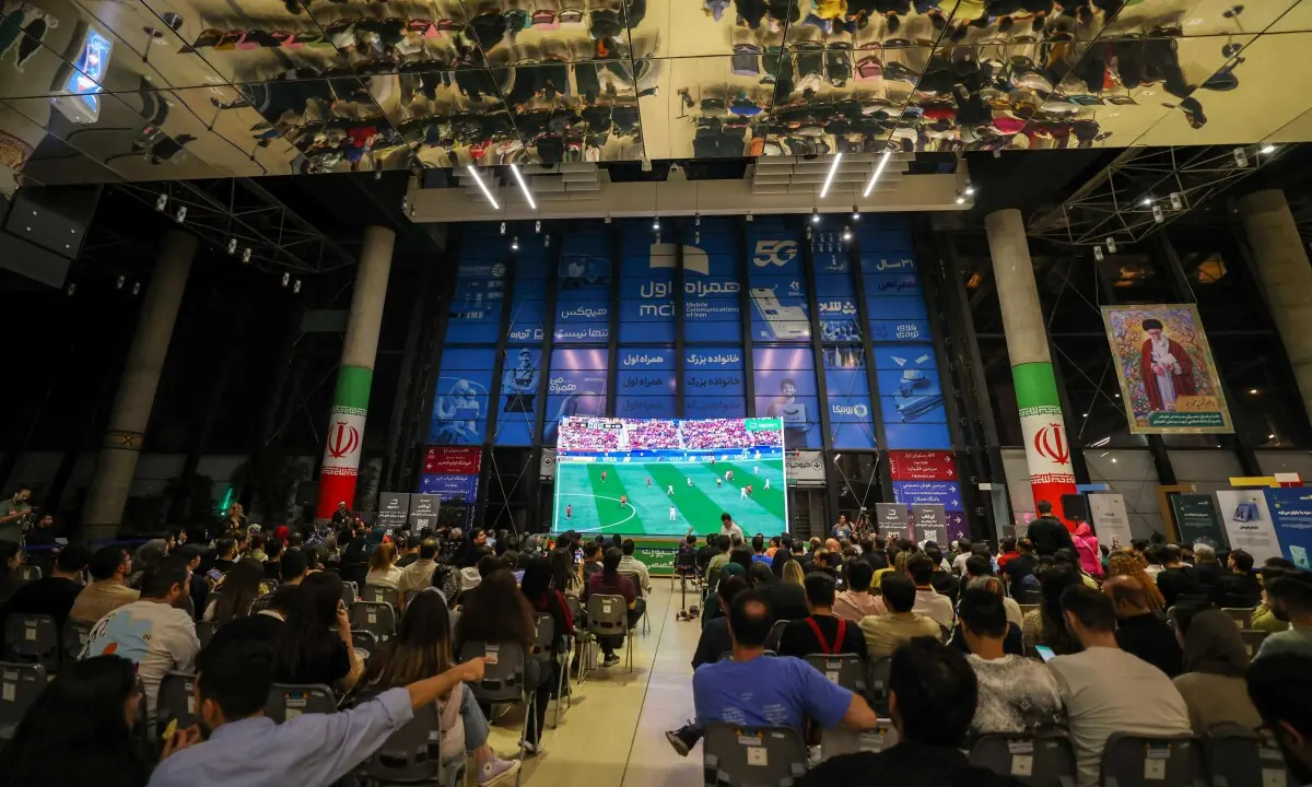  Iranian soccer fans watch a broadcast of the 2026 World Cup Group G football match between Belgium and Iran in Tehran, Iran, on June 21, 2026. &mdash; AFP 