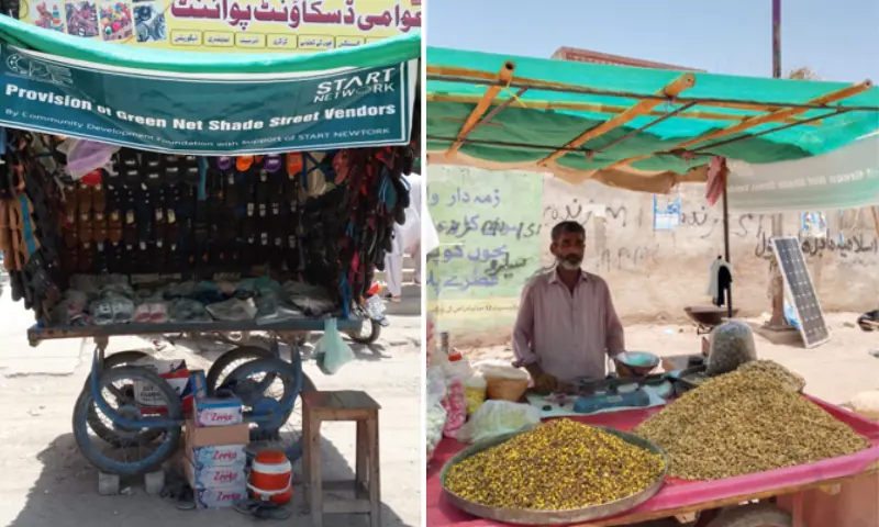 Shade provided by CDF and START Network to mobile street vendors. Source: CDF