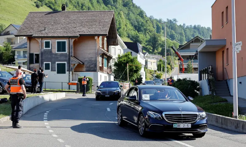  A convoy leaves the Burgenstock Resort, after U.S. and Iran concluded high-level talks, in Stansstad, Switzerland, June 22. &mdash; Reuters 