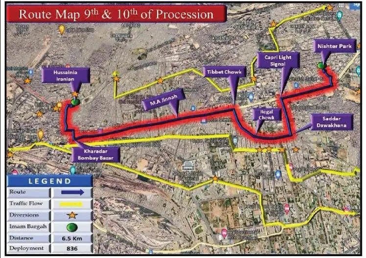 The traffic route for Muharram 9.