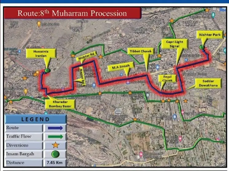  The traffic route for Muharram 8. 
