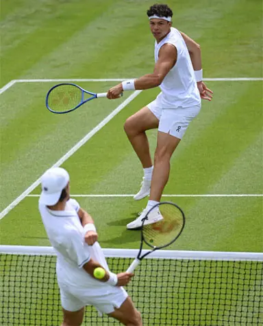  BEN Shelton of the US returns to Finland&rsquo;s Otto Virtanen during their Wimbledon match at  All England Lawn Tennis and Croquet Club on Tuesday.&mdash;Reuters   