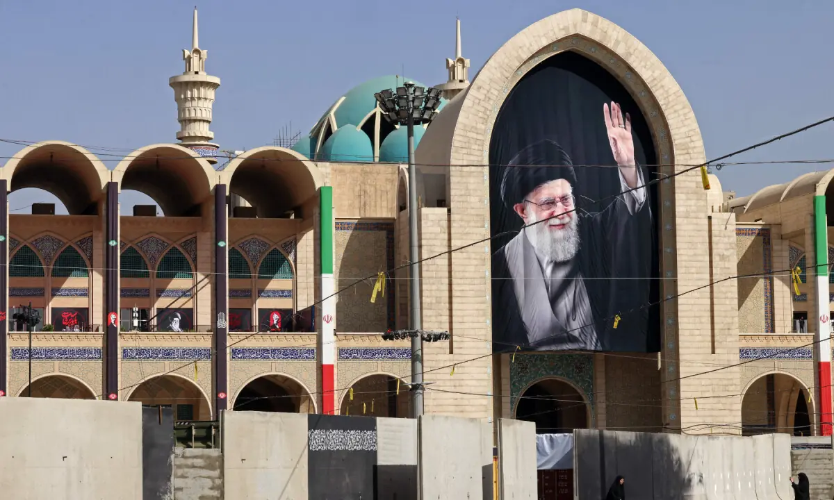 Women take pictures in front of the Grand Mosalla in Tehran on July 3, 2026, ahead of Iran’s assassinated supreme leader Ali Khamenei’s funeral. — AFP