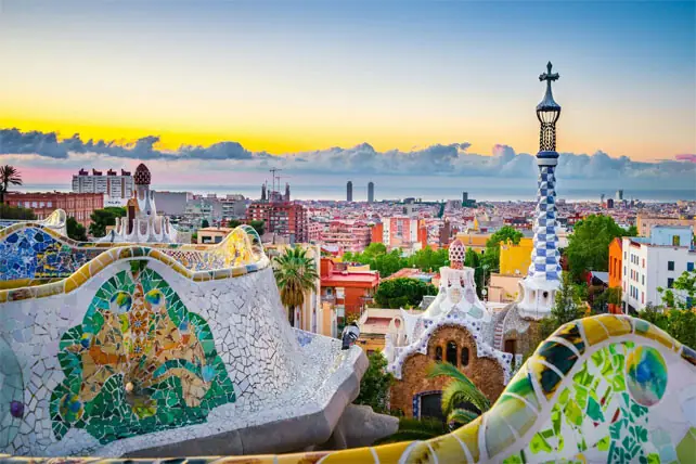 Gaudi’s architecture, including the above-pictured Park Guell, is extensively decorated with Moorish-style tiles | Park Guell
