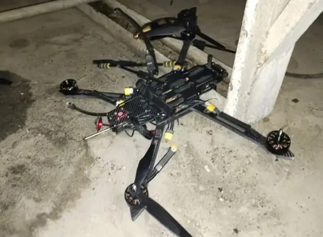 The quadcopter which crashed on the roof of a house in Islamabad’s Human locality. — Dawn