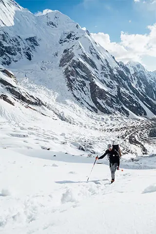 Polish ski mountaineer Andrzej Bargiel poses for a photo while climbing Nanga Parbat.—Photo by the writer