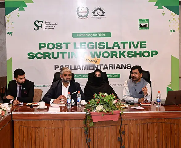 Participants discuss strengthening parliamentarians’ capacity to contribute more effectively to improving governance during the Post-Legislative Scrutiny Workshop on Saturday. — Dawn