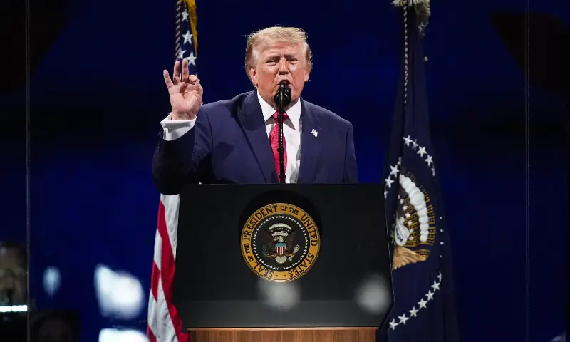 Trump hails US, blasts 'communists' in 250th anniversary speech