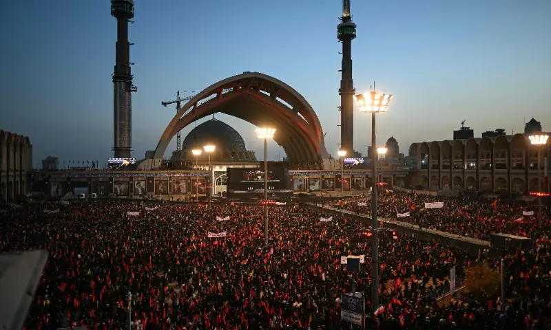  Mourners gather to pay tribute to Iran&rsquo;s assassinated supreme leader Ayatollah Ali Khamenei at the Grand Mosalla on the second day of funeral ceremonies in Tehran on July 5, 2026. &mdash; AFP 