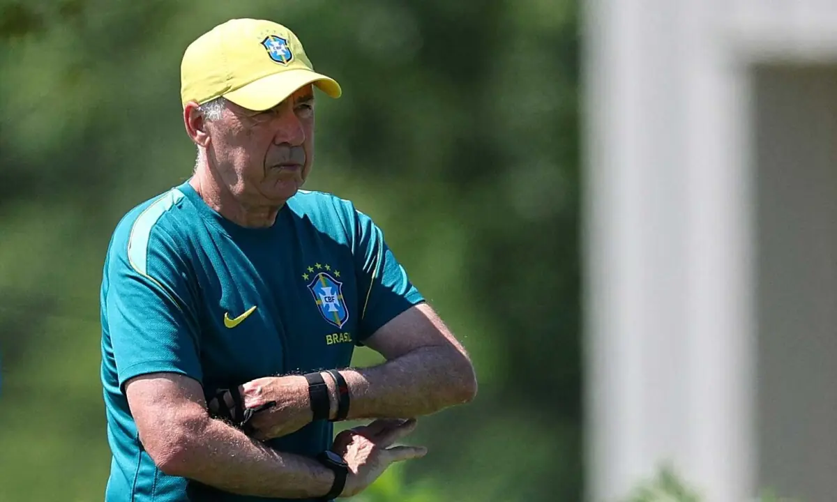 Brazil coach Carlo Ancelotti looks on during a training session at Columbia Park in Morristown, New Jersey on July 4, 2026.—Reuters