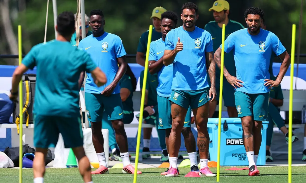 Brazil players in action during a training session at Columbia Park in Morristown, New Jersey on July 4, 2026.—Reuters