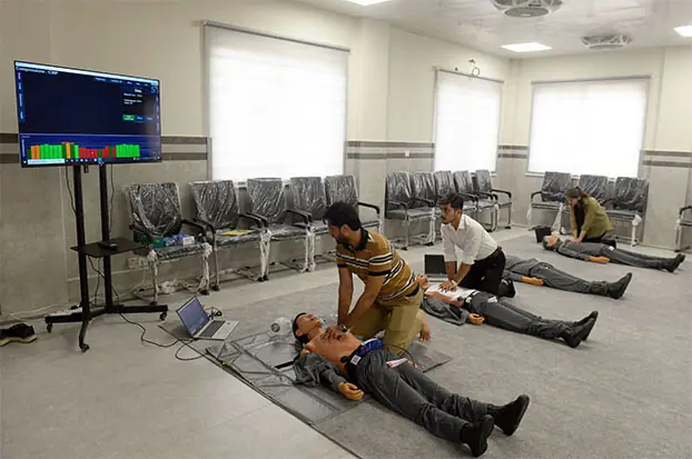  Students are being trained on how to do accurate Cardiopulmonary resuscitation in case of heart failure. 