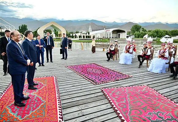 President Asif Ali Zardari and his Kyrgyz Republic counterpart Sadyr Japarov attend a traditional cultural performance at the Rukh Ordo Cultural Centre.—PPI