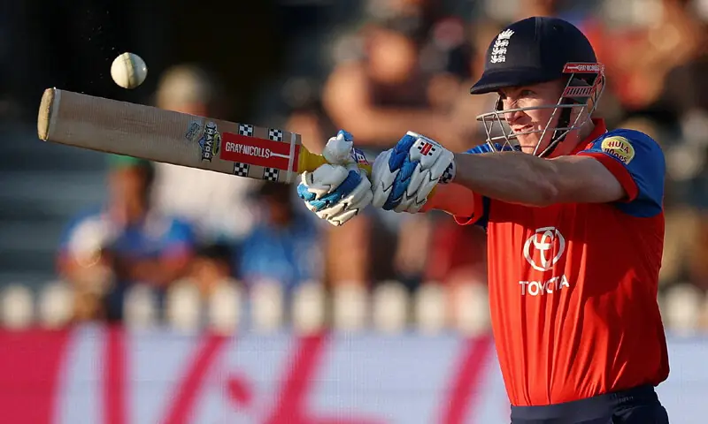 ENGLAND captain Harry Brook plays a shot against India during the fourth T20I at the Seat Unique Stadium.—Reuters