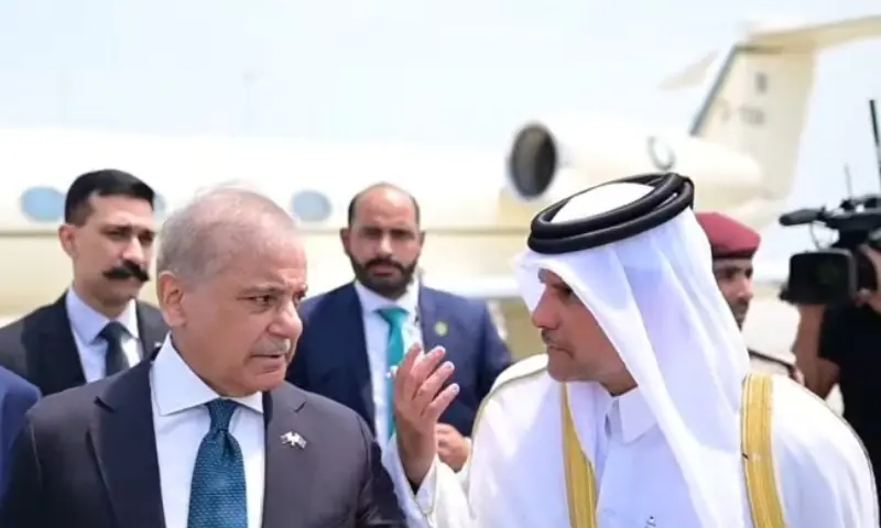 PM Shehbaz meets Qatari leader Sheikh Tamim, condoles death of ex-emir Sheikh Hamad