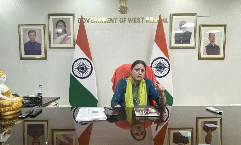 Agnimitra Paul, a Bharatiya Janata Party (BJP) state minister in West Bengal and member of the West Bengal Legislative Assembly, speaks inside her office in Kolkata, India on July 13, 2026. —Reuters/File