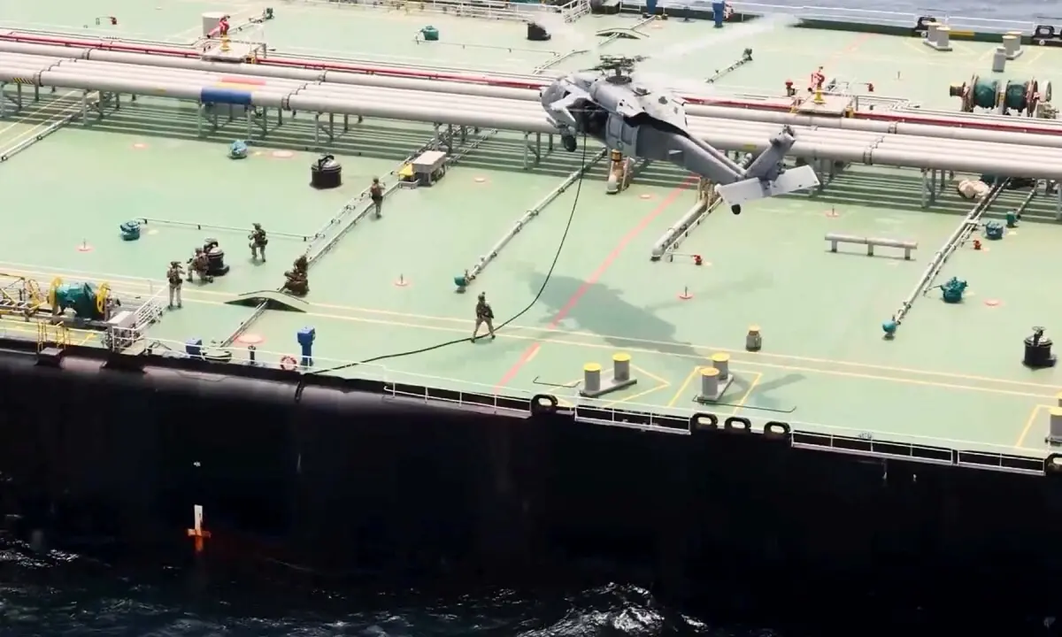 US Marines carry out a verification boarding of the oil tanker Wen Yao in the Gulf of Oman, in this screengrab obtained from a handout video released on July 16, 2026. &mdash; Reuters
