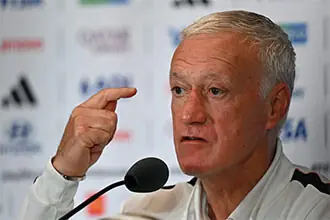 MIAMI: France’s head coach Didier Deschamps gestures during a news conference at the Miami Stadium on Friday.—AFP