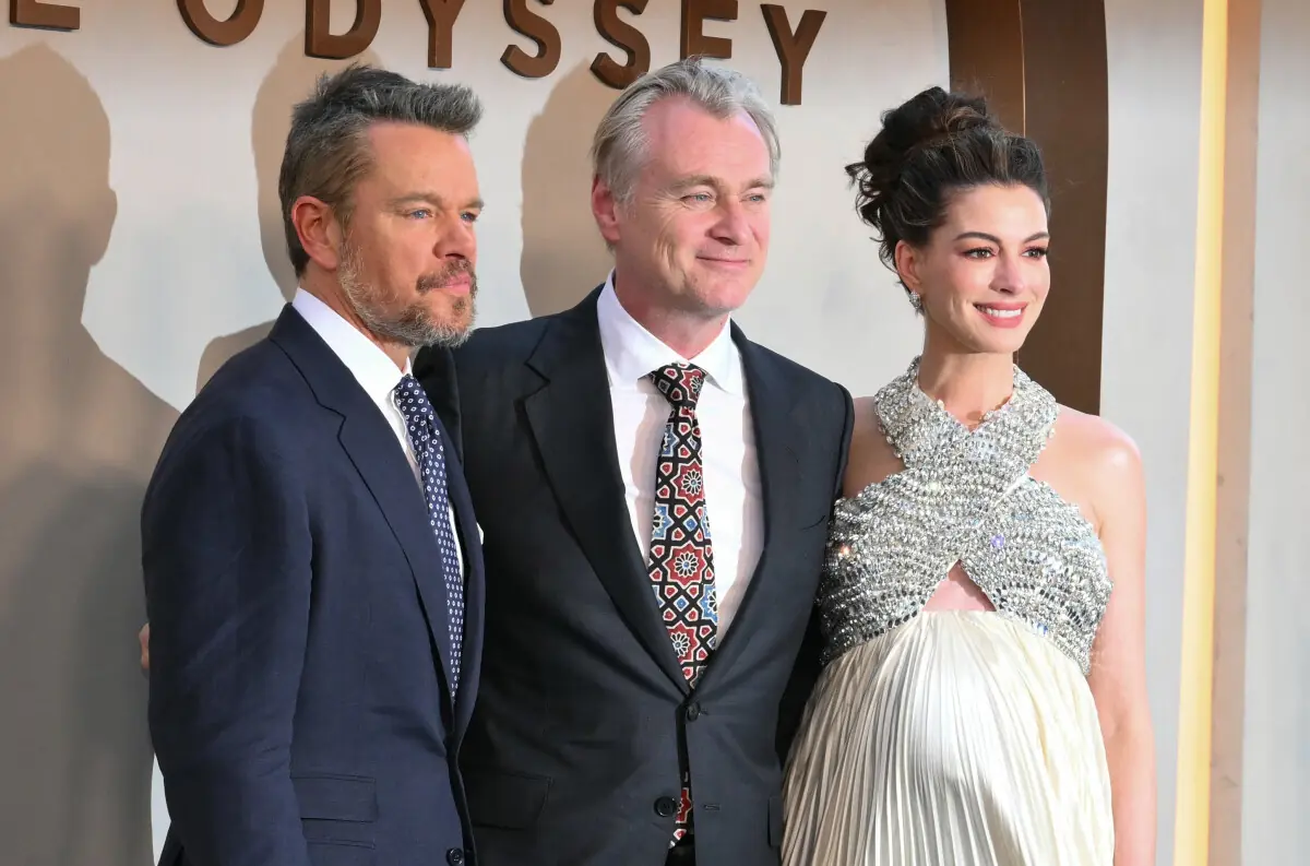 Director Christopher Nolan wore an ajrak tie to The Odyssey's New York premiere Director Christopher Nolan wore an ajrak tie to The Odyssey's New York premiere