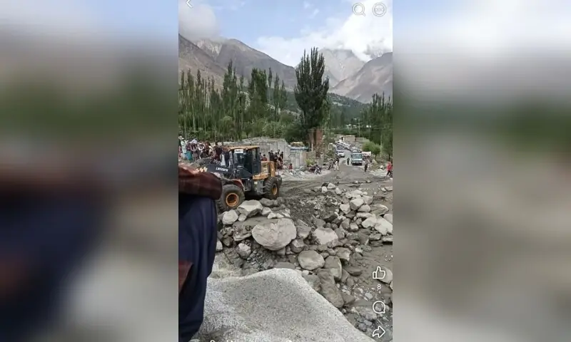 Picture taken on July 23, 2026 shows aftereffects of landslides and floods caused by torrential rainfall in Gilgit-Baltistan. —Photo via author