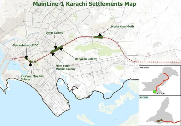 This map shows all the informal settlements that run along the ML-1 and are at risk of demolition