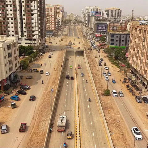 A drone view of the underpass.—Dawn