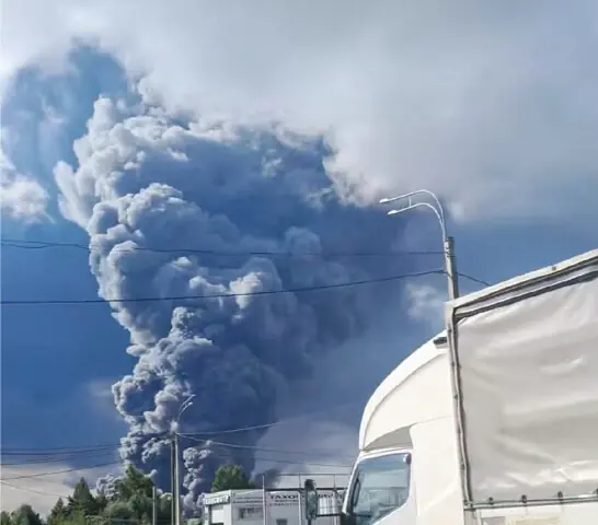 Smoke rises near a warehouse in Russia’s Vladimir region.—Reuters