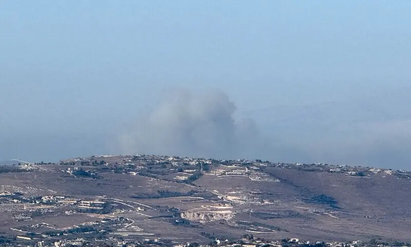 Smoke rises from a hill following Israeli air strikes, after the Israeli military issued an evacuation warning to the village of Mansouri, Lebanon, August 5, 2026. &mdash;Reuters