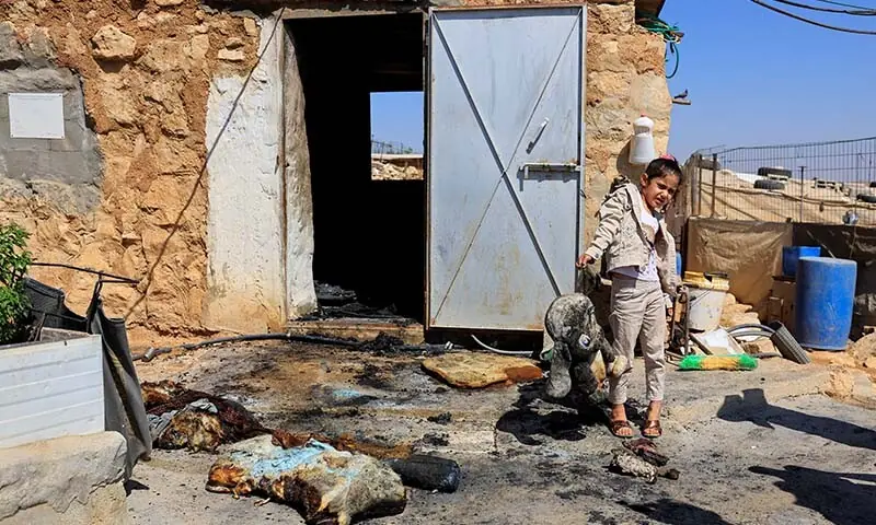 Israeli settlers attack West Bank Palestinian community, burn homes
