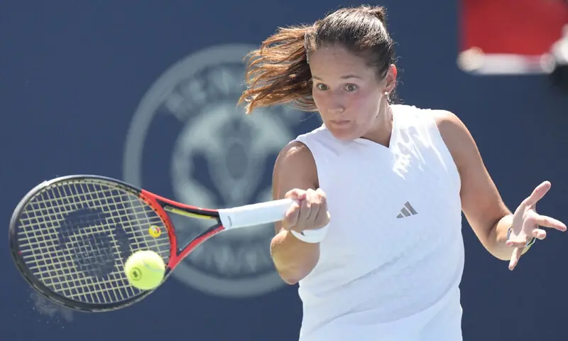  TORONTO: Australia&rsquo;s Daria Kasatkina in action during her Toronto Masters round-of-64 match against Elena Rybakina of Kazakhstan at the Sobeys Stadium.&mdash;Reuters 