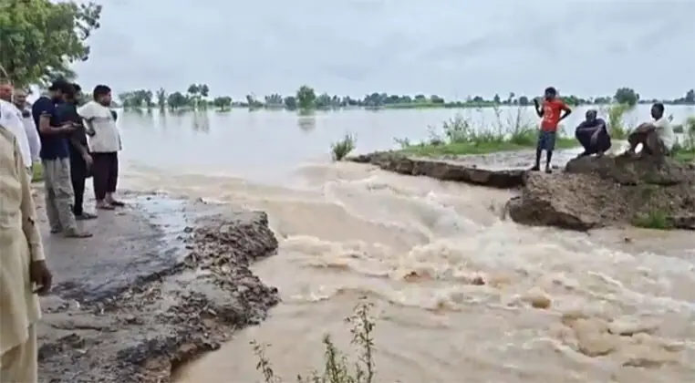 NAROWAL: Agricultural land inundated due to flash floods and heavy rains. — Dawn