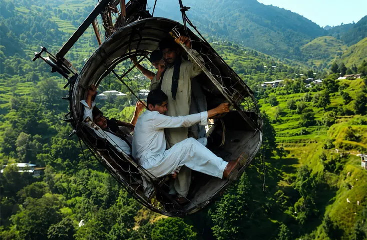 A scene from the documentary Hanging by a Wire