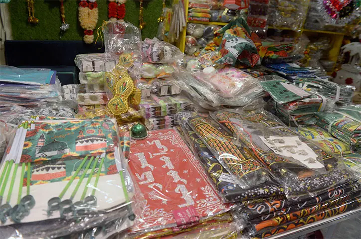 Paper-made flags, badges and other decorative items are being sold at shops in Urdu Bazaar like hot cake.