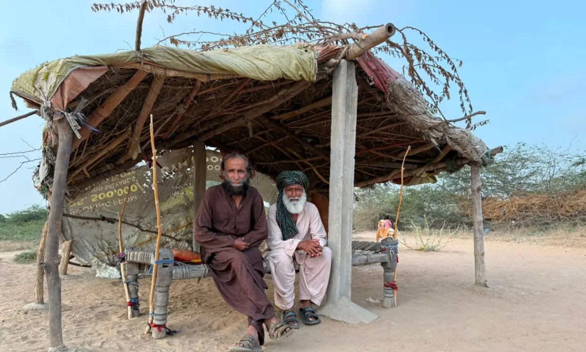  Meerdali Bugti (Right) in his otaak with Haji Bugti (left) at  Gaggar Pathak, Karachi 