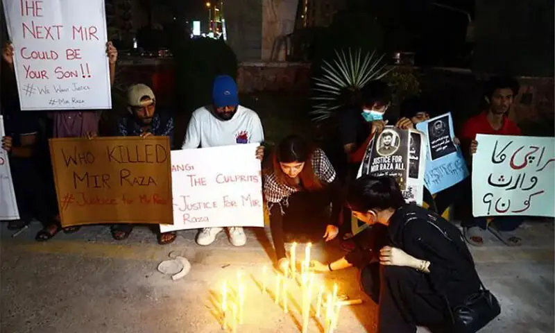 There have been almost daily protests in Karachi demanding justice for 25-year-old entrepreneur Mir Raza Ali, whose mutilated body was found on July 29, 2026 | Shakil Adil / White Star