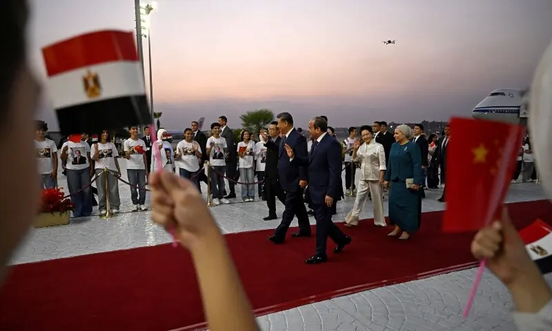 China’s President Xi Jinping walks with his Egyptian counterpart Abdel Fattah al-Sisi followed by their wives Peng Liyuan and Entissar Amer upon their arrival at the Cairo International Airport, Egypt on September 1, 2026. —Reuters/File