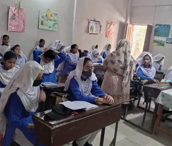  Eighth-grade students during a class at Happy Dale School in September 2026 
