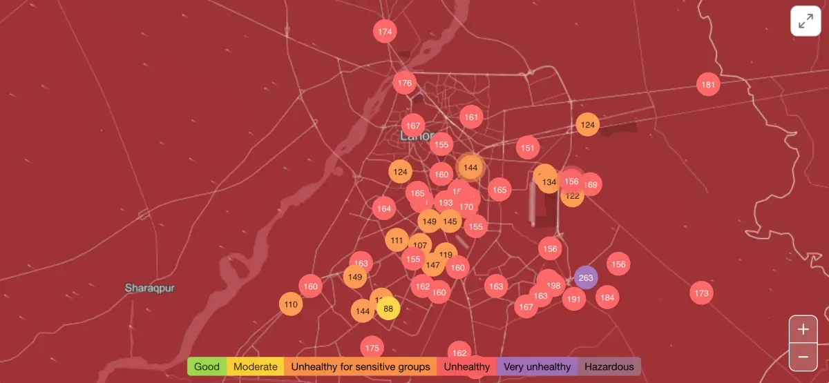 Lahore air quality map. —IQAir